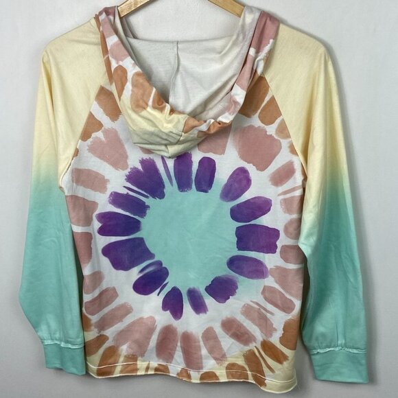 Tie Dye Hoodie Pullover Lightweight Sweatshirt Bohemian Size Small Hippie Top S - Picture 9 of 11